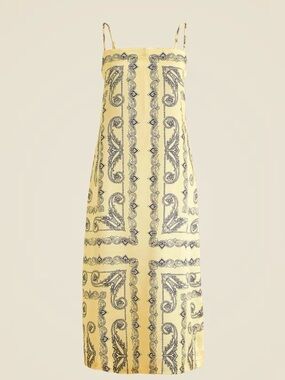 J. Crew Squareneck Midi Dress in Paisley Textured Satin - Size 14